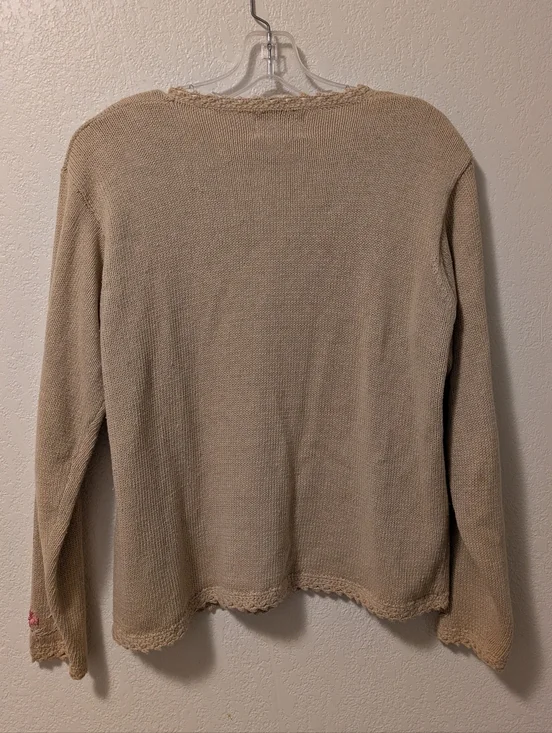 Jenny Vintage Cream Floral Embroidered V-Neck Cardigan Sweater - Picture 3 of 10